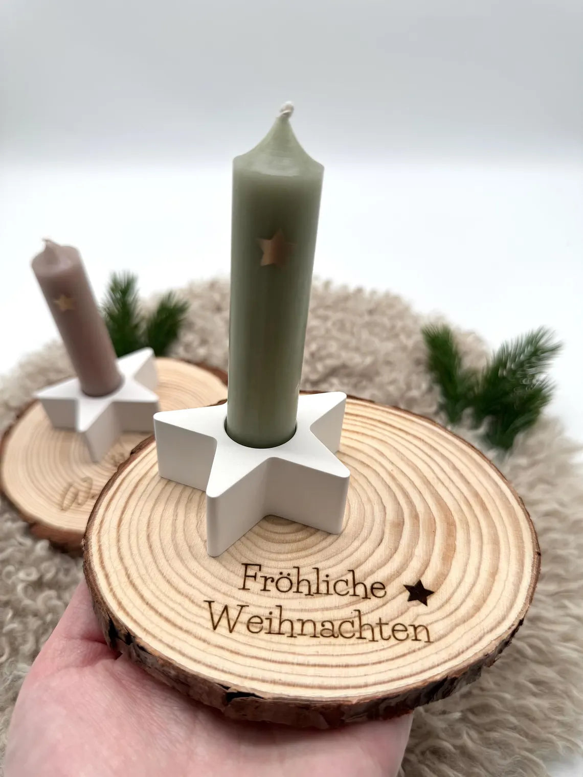 Baumscheibe mit Kerze