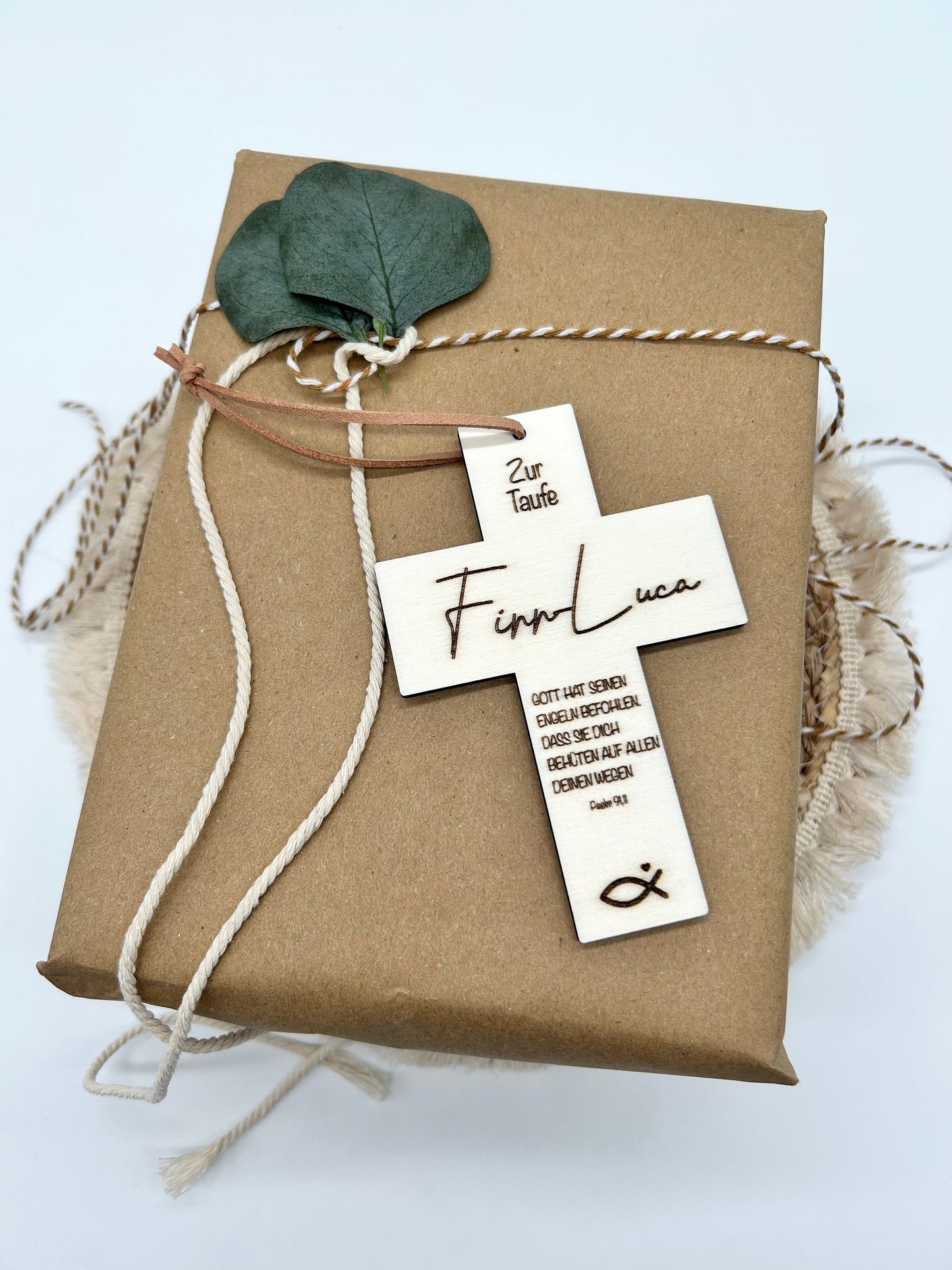 Taufe - Taufkreuz - Personalisiertes Geschenk zur Taufe - Holzkreuz - Holzgeschenk - Geschenkdeko - Geschenkanhänger -