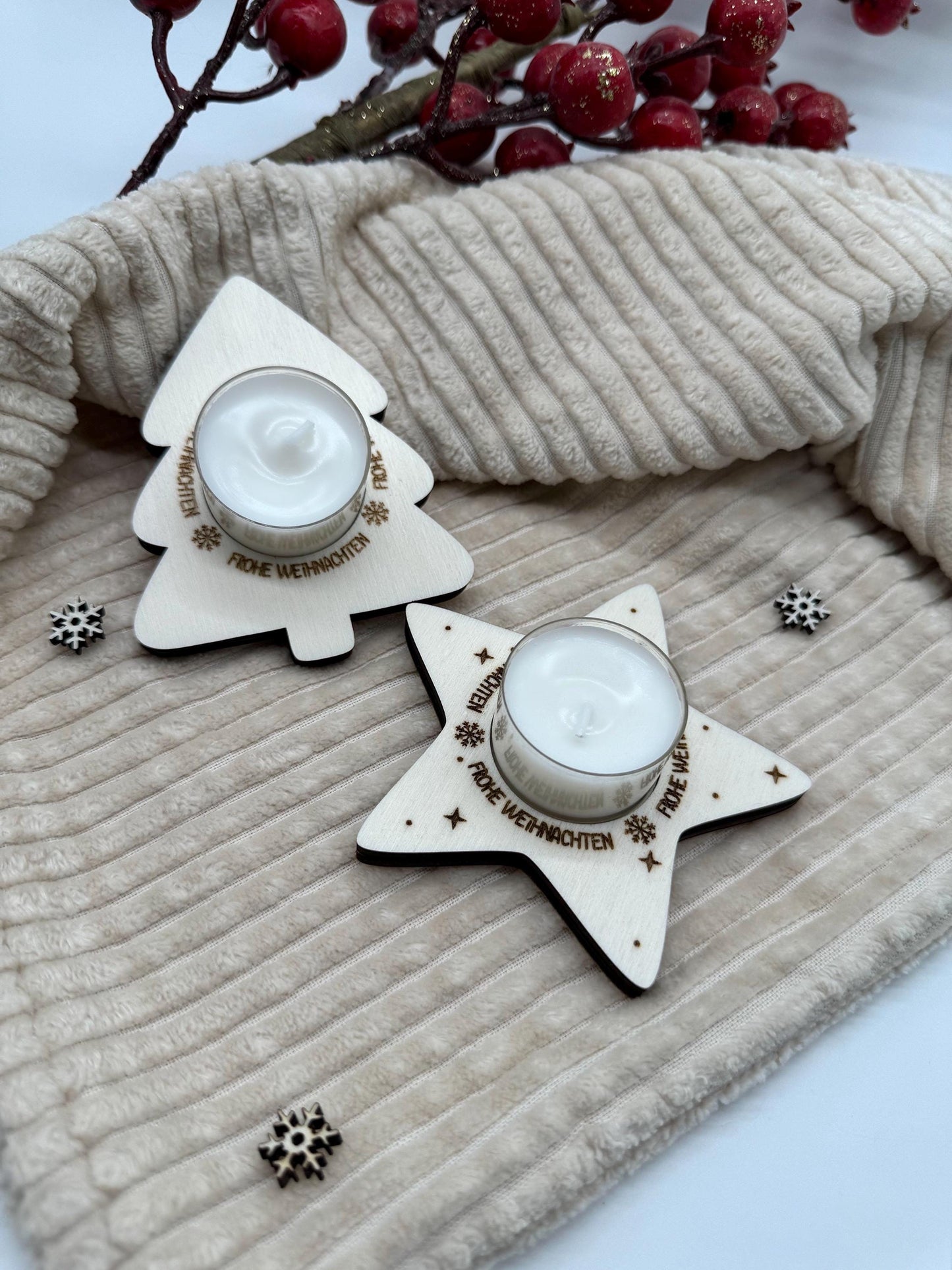 Weihnachtsgeschenk - Nikolaus - Wichtelgeschenk - Kleinigkeit - Mitbringsel zu Weihnachten - Teelicht - Holzdeko - Weihnachtgruß
