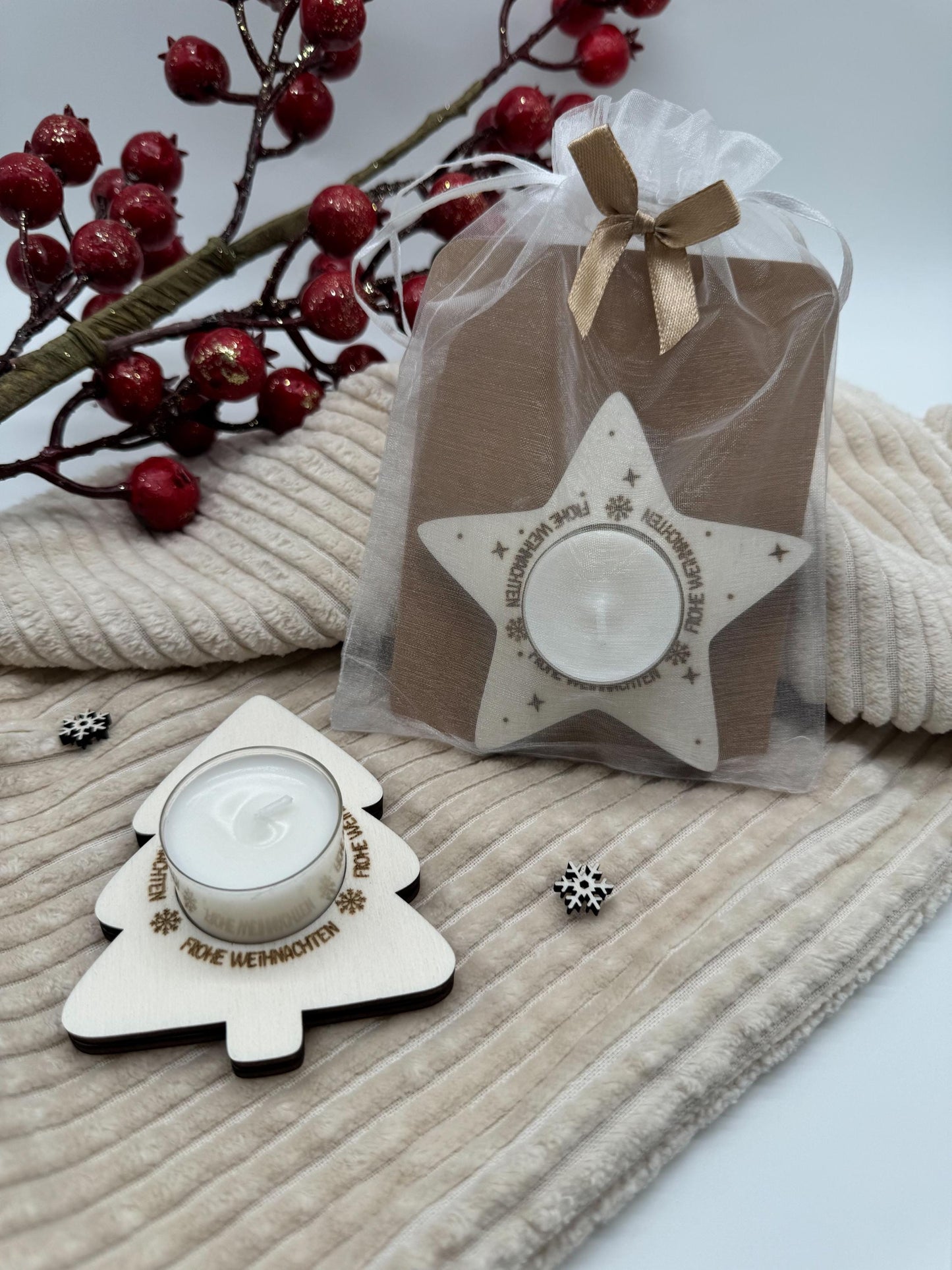 Weihnachtsgeschenk - Nikolaus - Wichtelgeschenk - Kleinigkeit - Mitbringsel zu Weihnachten - Teelicht - Holzdeko - Weihnachtgruß