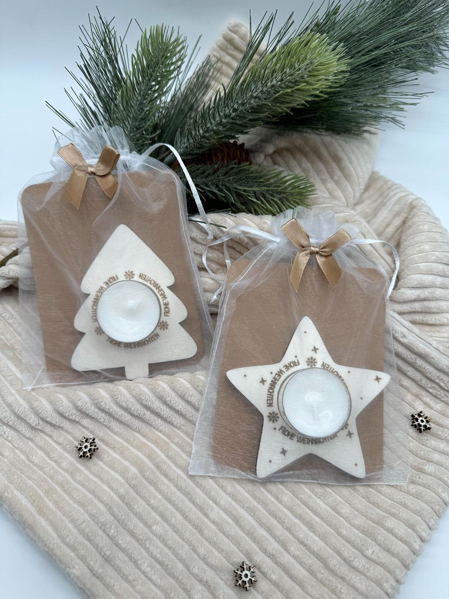 Weihnachtsgeschenk - Nikolaus - Wichtelgeschenk - Kleinigkeit - Mitbringsel zu Weihnachten - Teelicht - Holzdeko - Weihnachtgruß