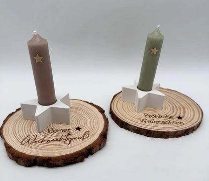 Baumscheibe mit Kerze