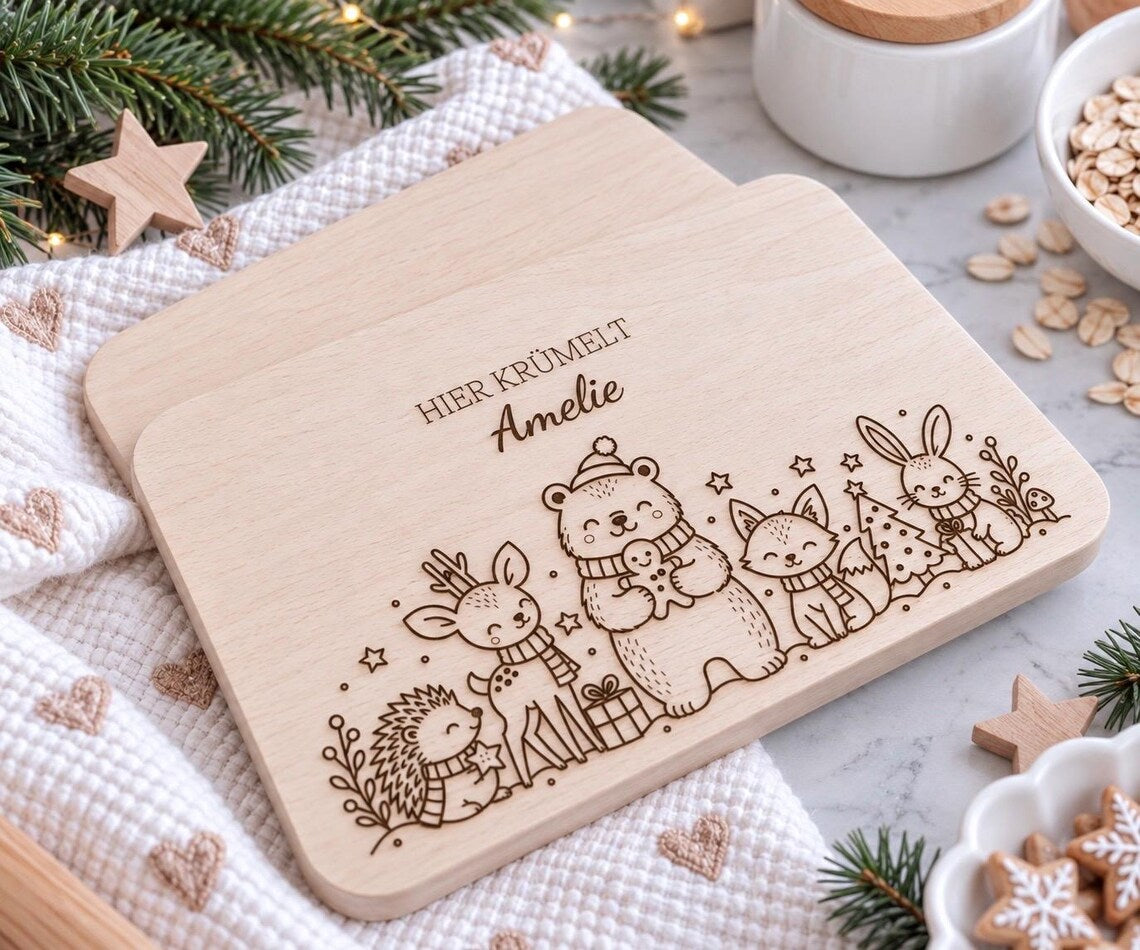 Frühstücksbrett Waldtiere Weihnachten