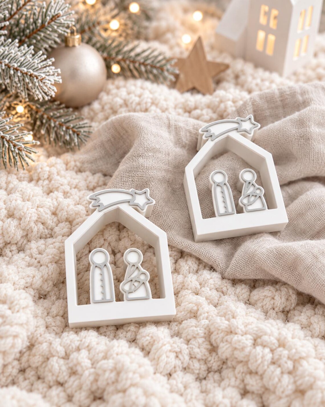 Mini-Weihnachtskrippe mit Licht