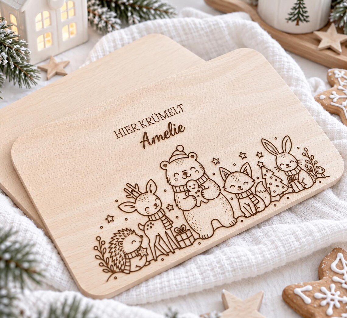 Frühstücksbrett Waldtiere Weihnachten