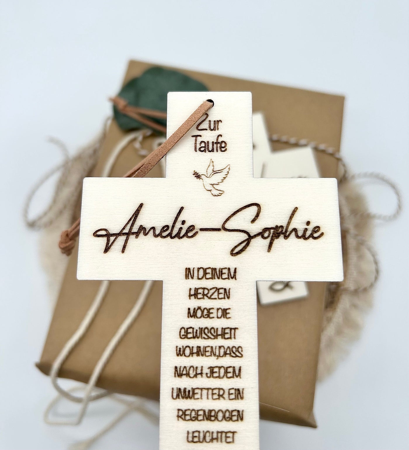 Taufe - Taufkreuz - Personalisiertes Geschenk zur Taufe - Holzkreuz - Holzgeschenk - Geschenkdeko - Geschenkanhänger -
