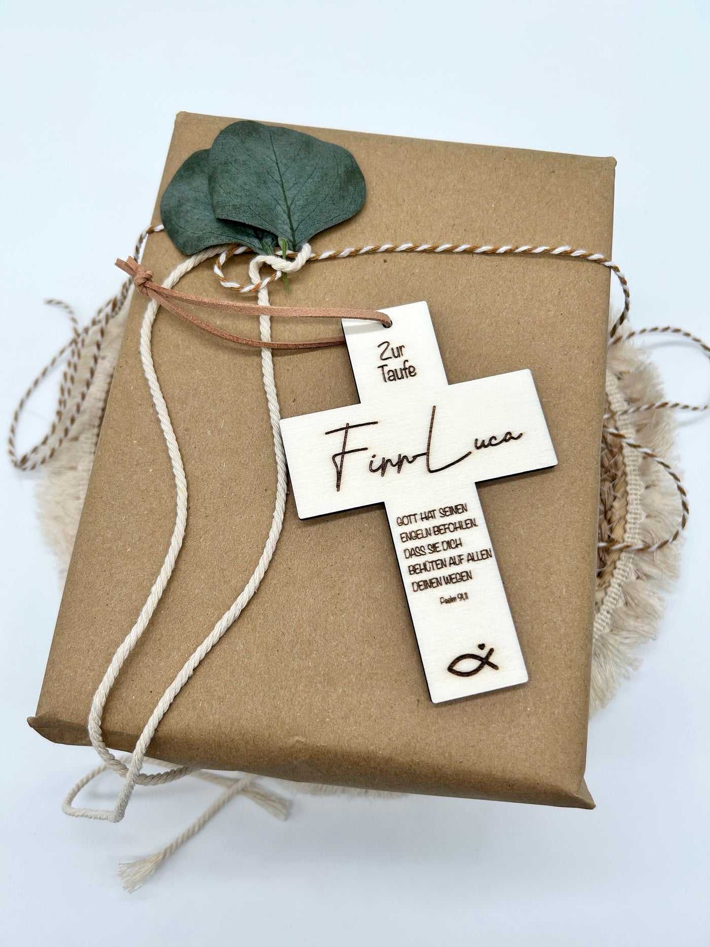 Taufe - Taufkreuz - Personalisiertes Geschenk zur Taufe - Holzkreuz - Holzgeschenk - Geschenkdeko - Geschenkanhänger -